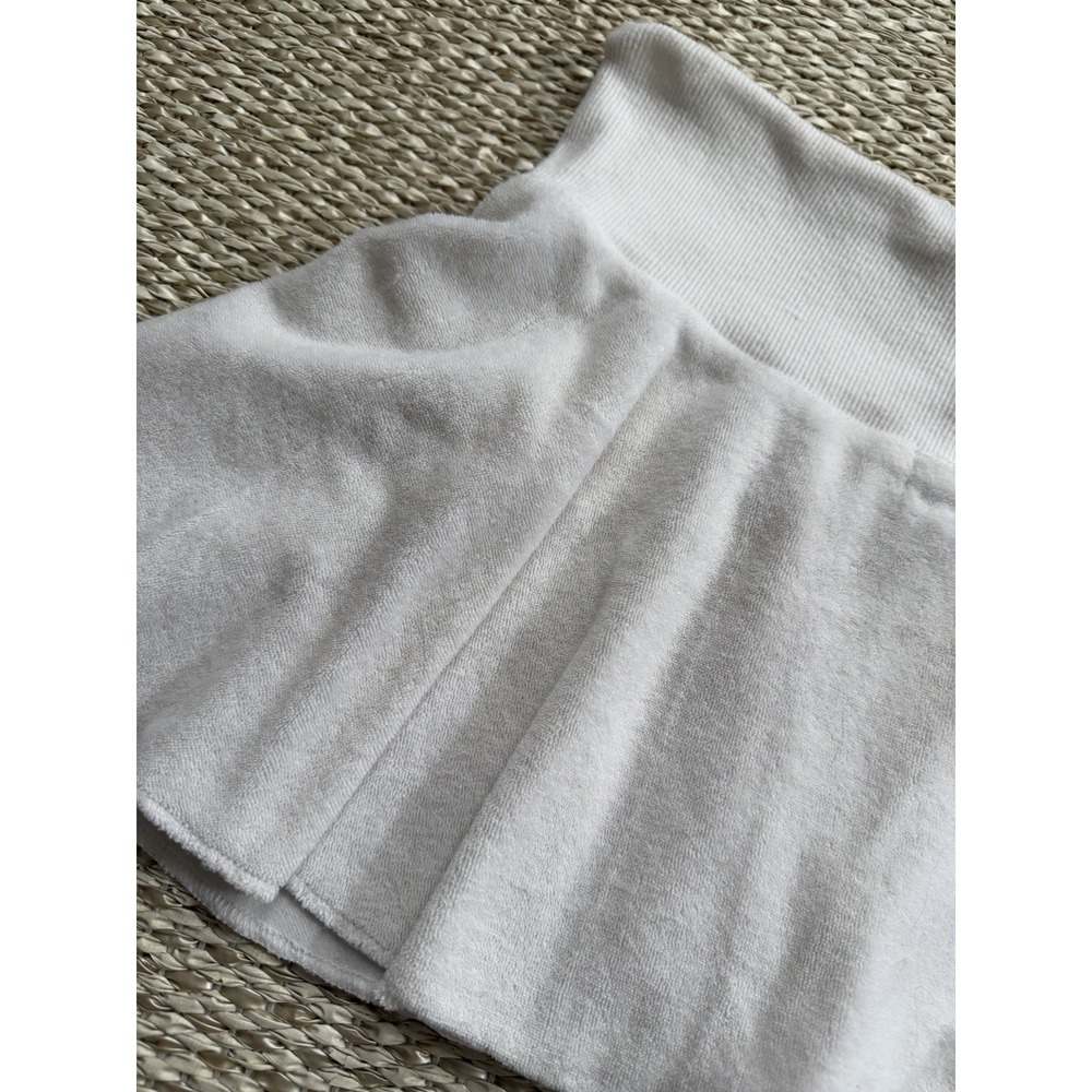 Vintage Y2K Self Esteem White Terry Toweling Mini Skirt M Short Flouncy Festival - Picture 7 of 7